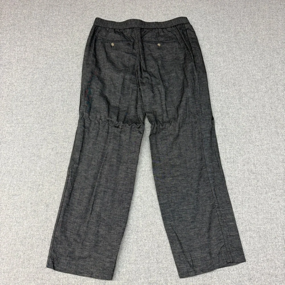 H&M Relaxed Fit Trousers Size L Gray Elastic Waist Casual Straight Leg Pants